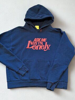 Lonely Ghost Ask Me Why I’m Lonely Hoodie Navy Blue XL